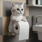 Toiletrolhouder van Hars met Kattenfiguur voor Wandmontage in Toilet
