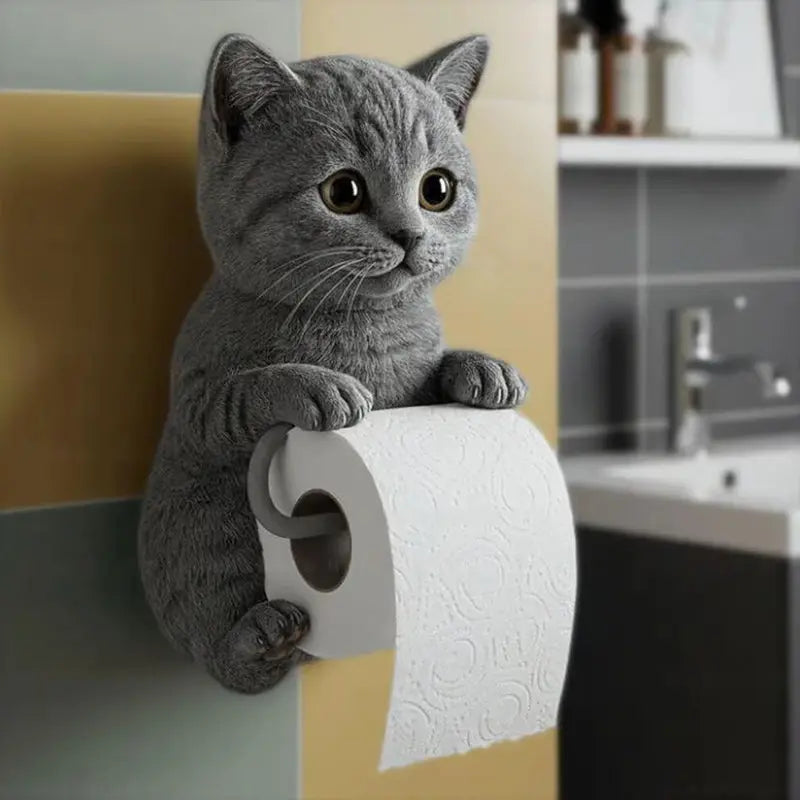 Toiletrolhouder met 3D‑Kattenfiguur en Wandmontage