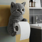 Toiletrolhouder van Hars met Kattenfiguur voor Wandmontage in Toilet
