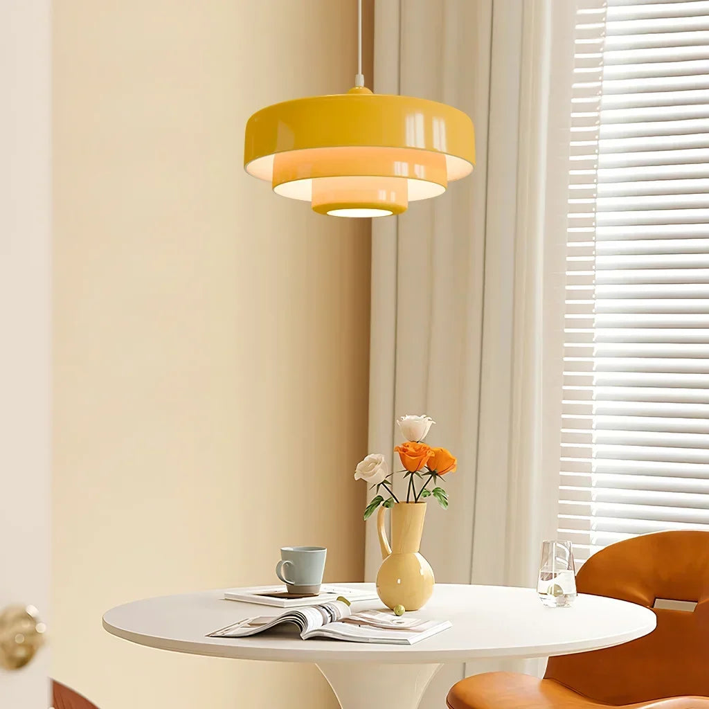 Drielaagse Design Hanglamp Met Schijfvorm Voor Moderne Interieurs