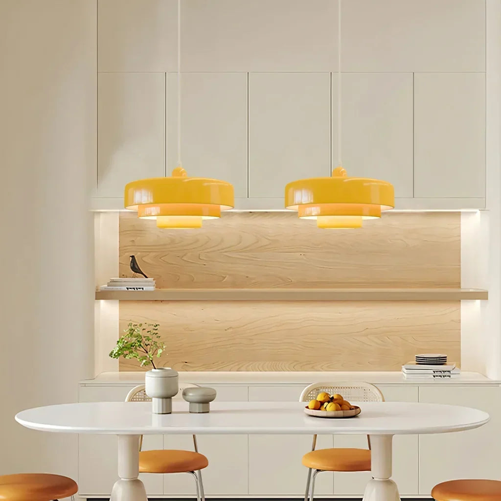 Drielaagse Design Hanglamp Met Schijfvorm Voor Moderne Interieurs
