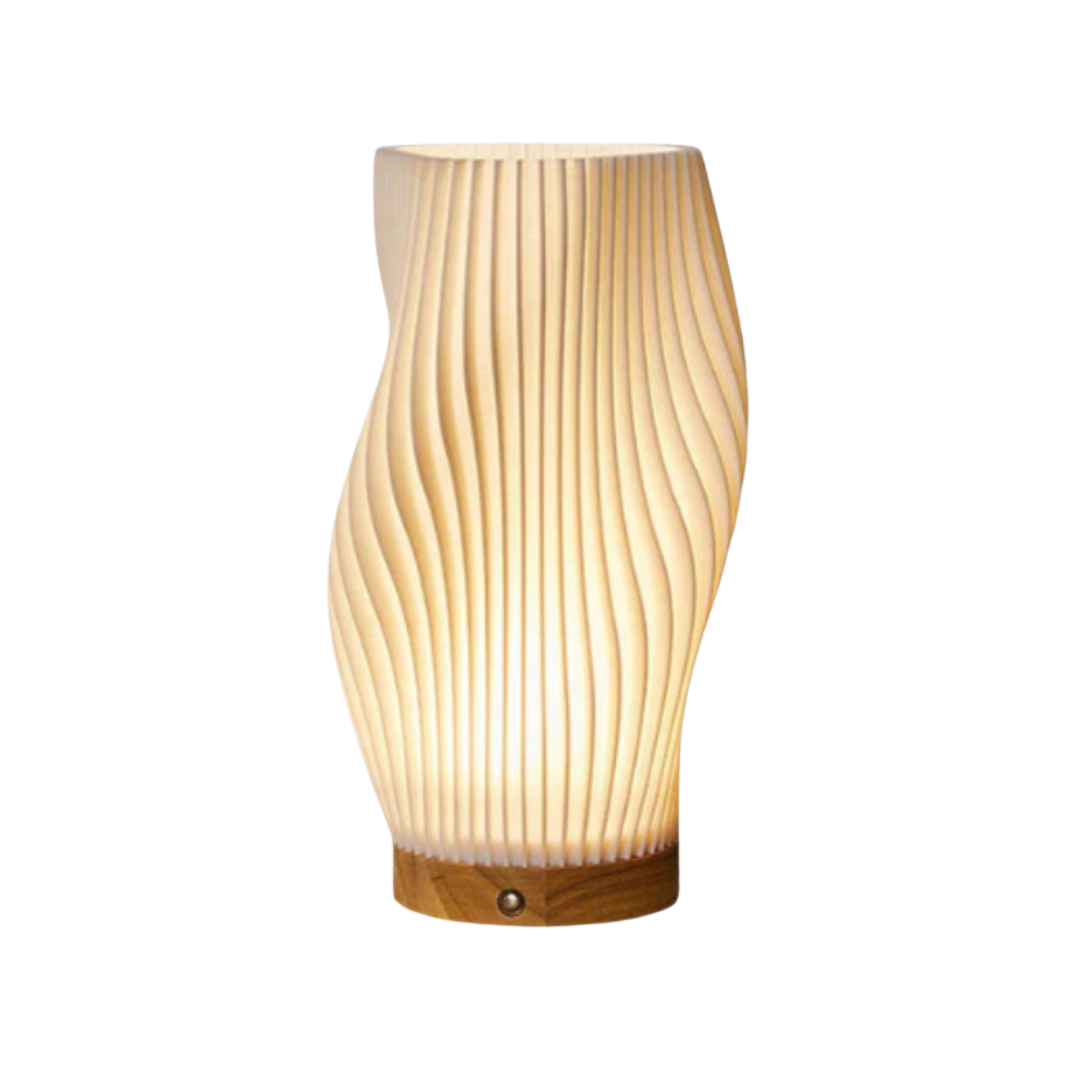 Golfvormige Tafellamp Met Sculpturale Vorm En Moderne Ledmodule