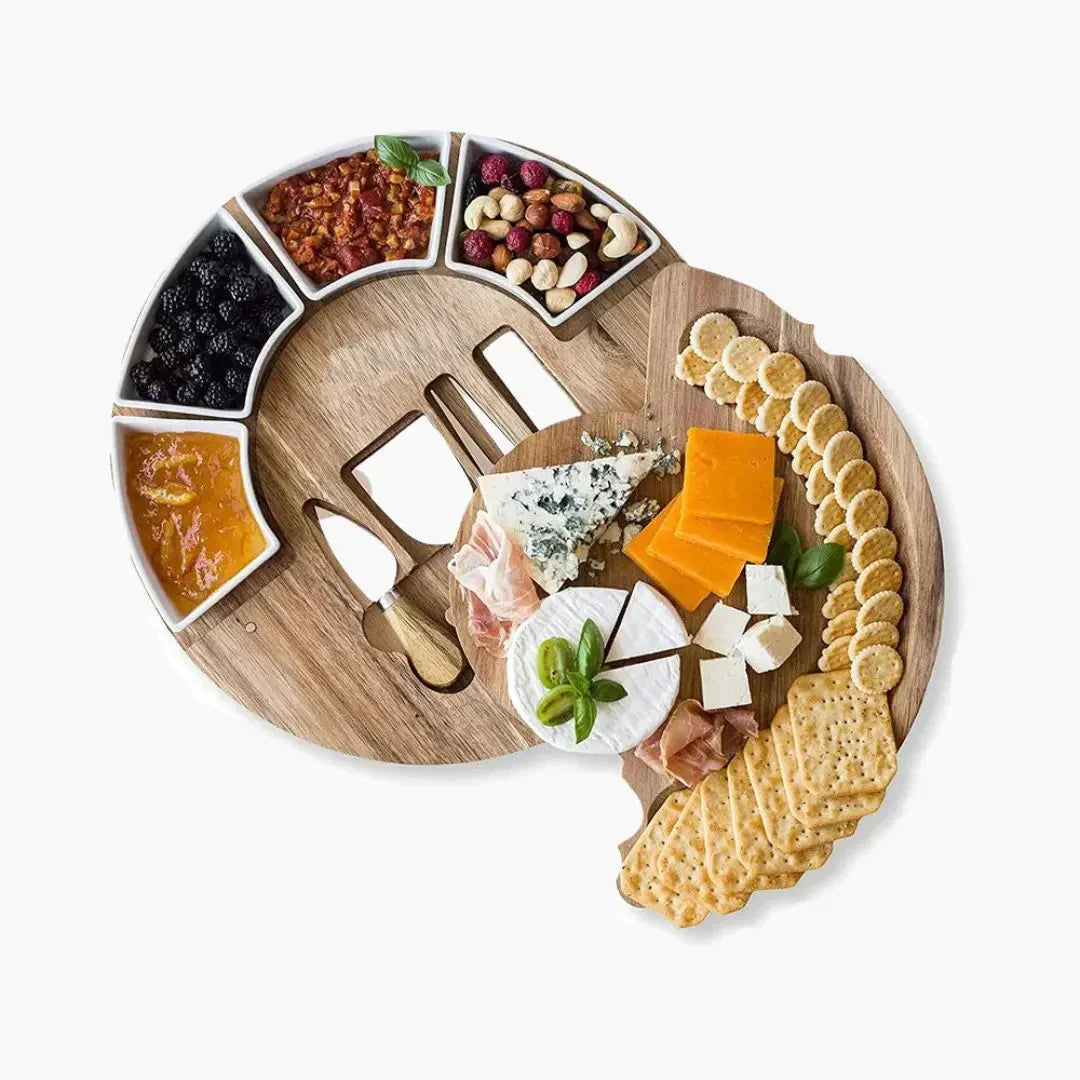 Acaciahouten Kaasplankset met Messen en Schaaltjes voor Serveren