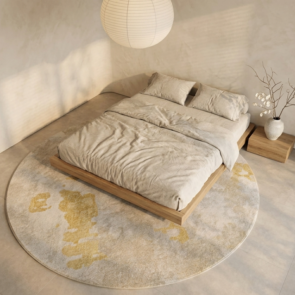 Rond Vloerkleed met Zachte Pluche Structuur en Comfortabele Dikke Textuur