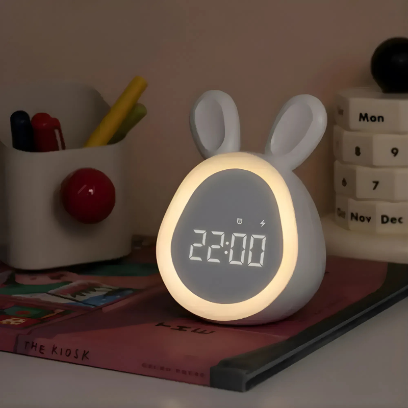 Digitale Kinderwekker met Konijnenoren en Nachtlamp voor Slaapkamer