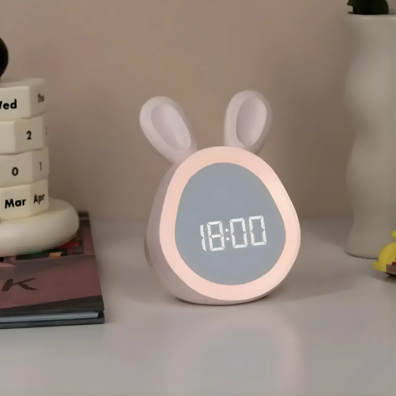 Digitale Kinderwekker met Konijnenoren en Nachtlamp voor Slaapkamer