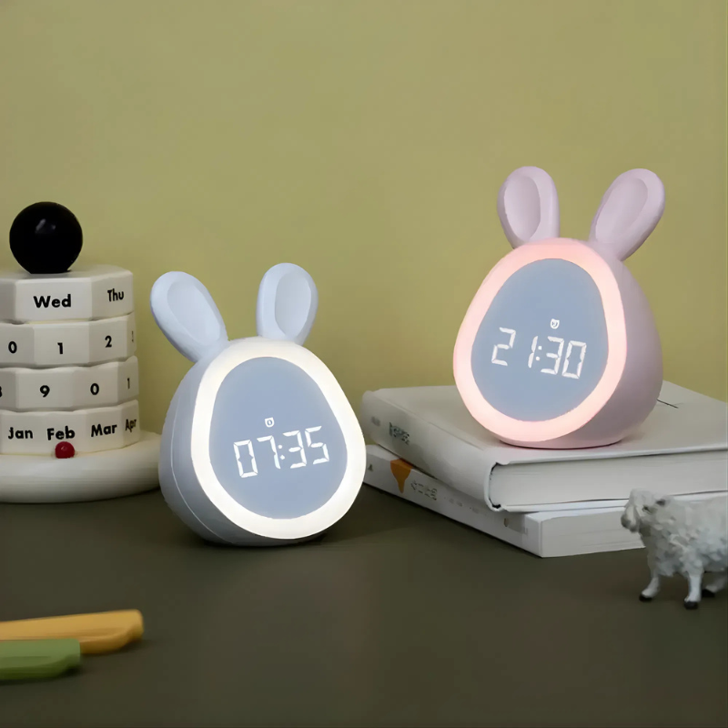 Digitale Kinderwekker met Konijnenoren en Nachtlamp voor Slaapkamer