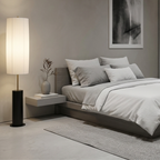 Minimalistische Vloerlamp met Stoffen Kap en Zachte Rustgevende LED‑Sfeerverlichting