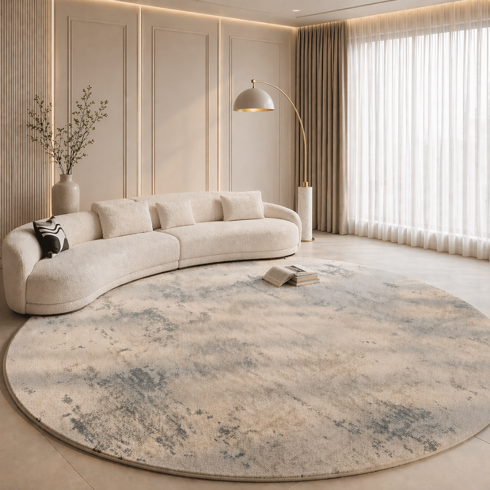 Rond Vloerkleed met Zachte Pluche Structuur en Comfortabele Dikke Textuur