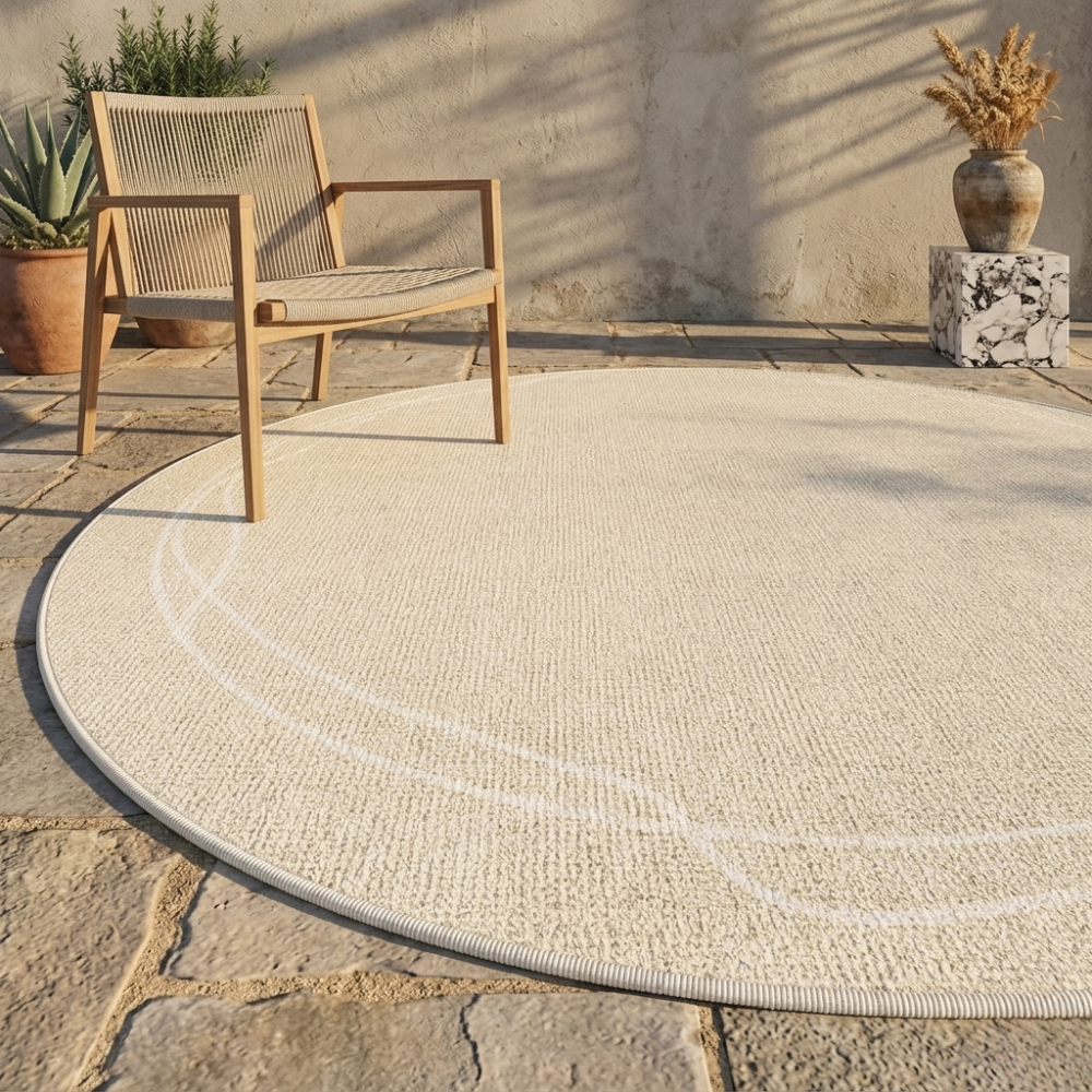 Rond Vloerkleed met Zachte Structuur en Comfortabele Moderne Sfeerverlichting