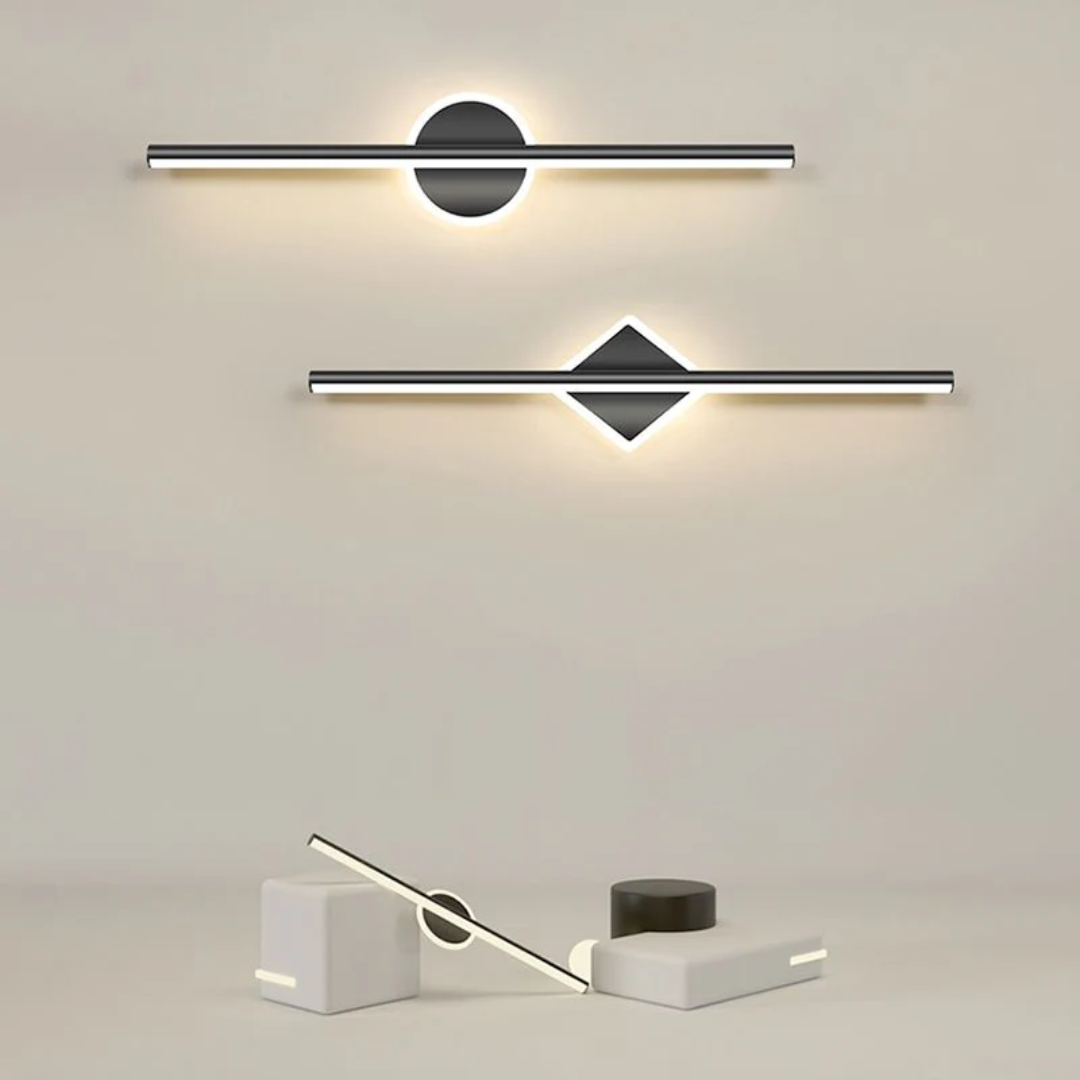 LED-Wandlamp met Slanke Lichtbalk en Geometrische Wandplaat
