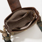 Vintage Crossbody Tas Met Geweven Schouderband En Slimme Opbergvakken