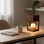 Houten Tafellamp met Warme LED‑Sfeerverlichting en Waxverwarmer