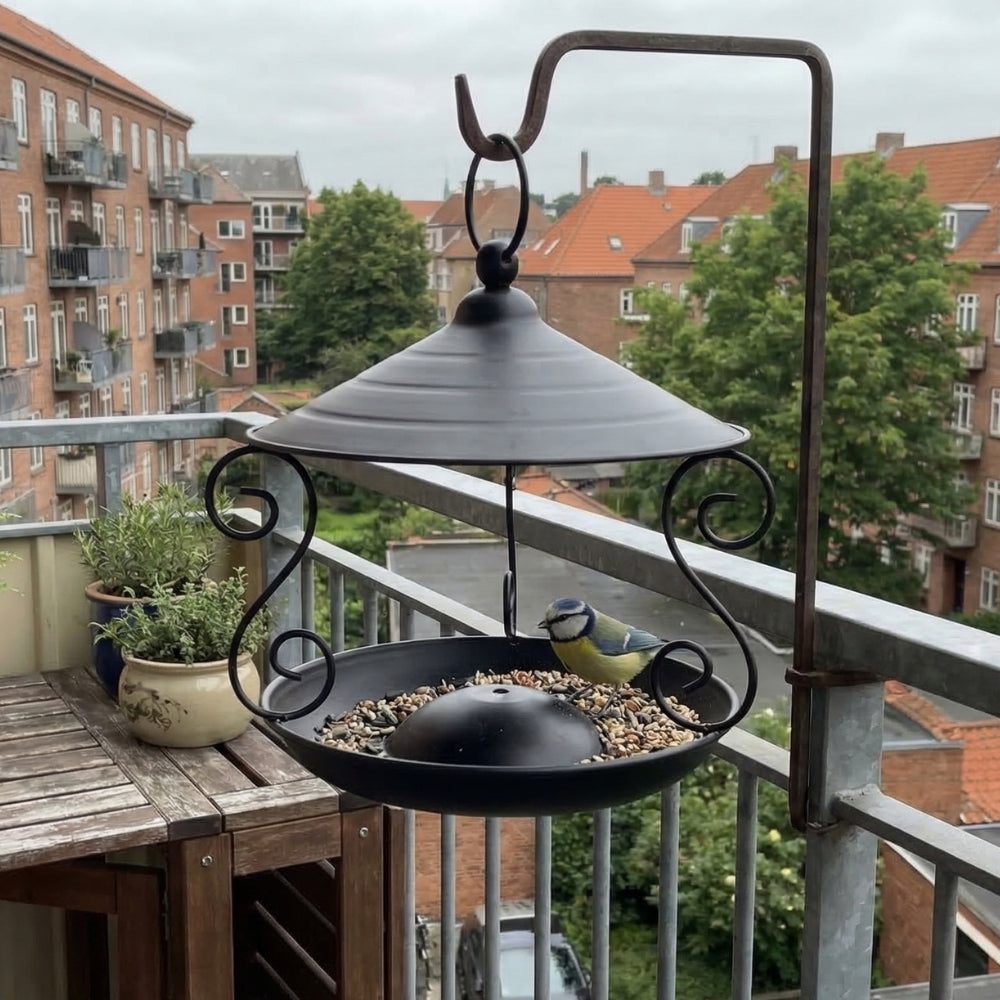 Metalen Vogelfeeder met Hanghaak en Beschermend Dak