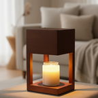 Houten Tafellamp met Warme LED‑Sfeerverlichting en Waxverwarmer