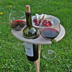 Opvouwbare Wijnpicknicktafel Van Hout Voor Buiten Dineren En Picknicks