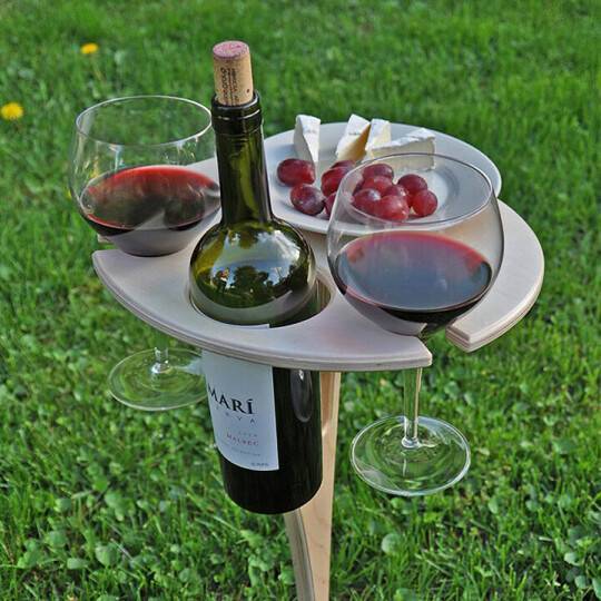 Opvouwbare Wijnpicknicktafel Van Hout Voor Buiten Dineren En Picknicks