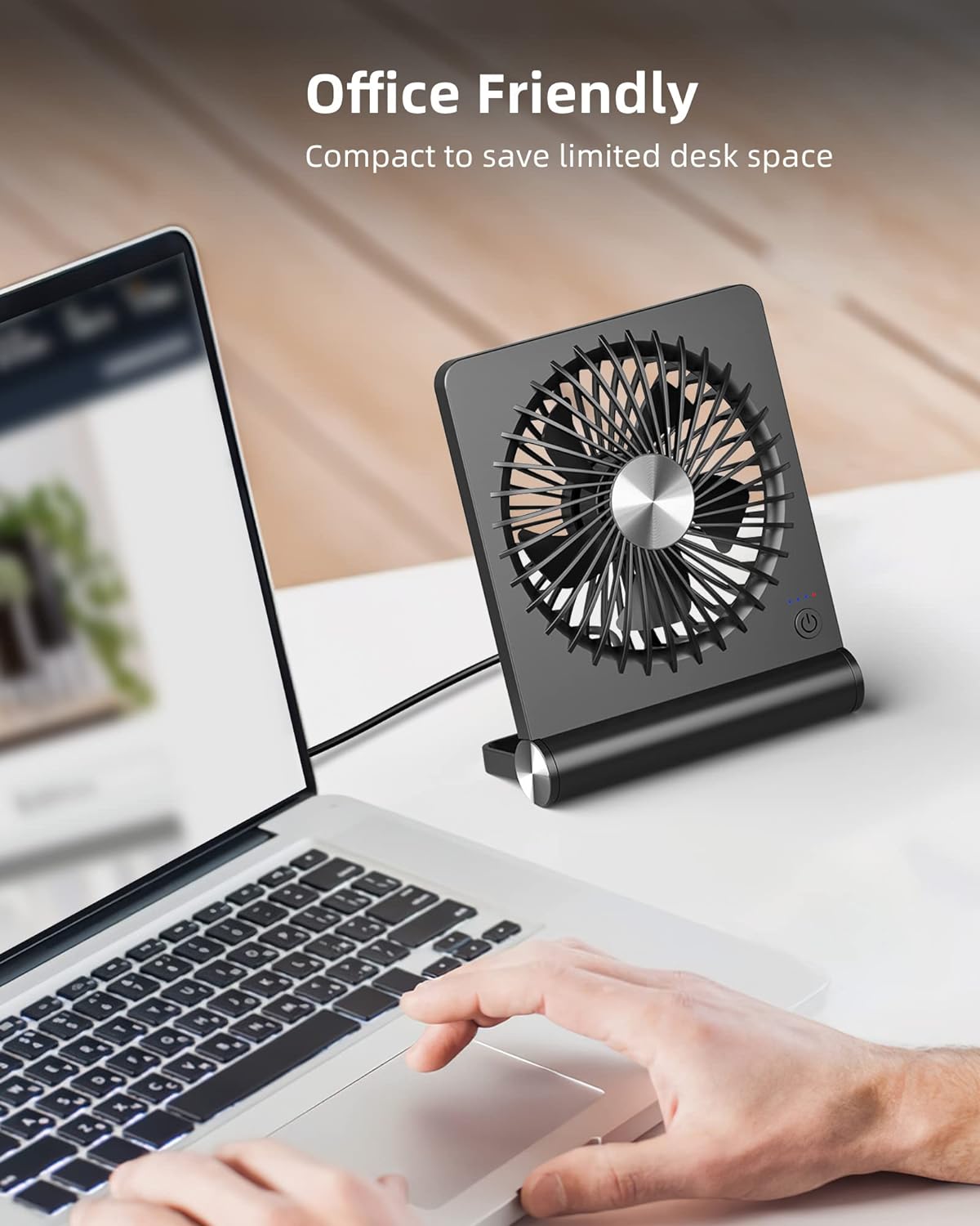 Compacte USB Tafelventilator met 3 Snelheden voor Bureau en Thuis