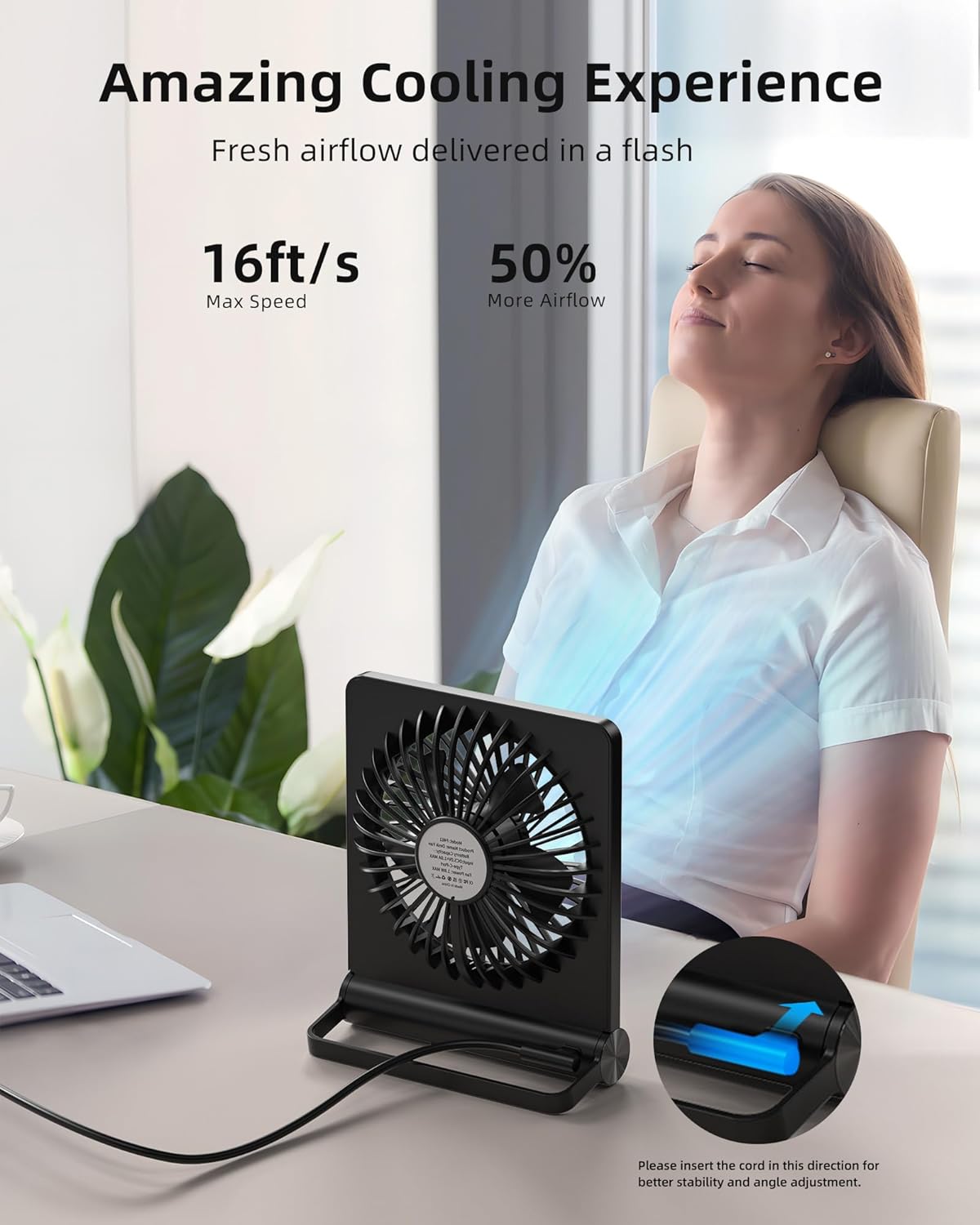 Compacte USB Tafelventilator met 3 Snelheden voor Bureau en Thuis