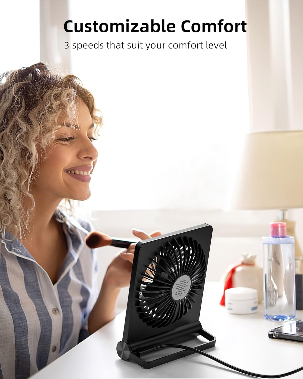 Compacte USB Tafelventilator met 3 Snelheden voor Bureau en Thuis