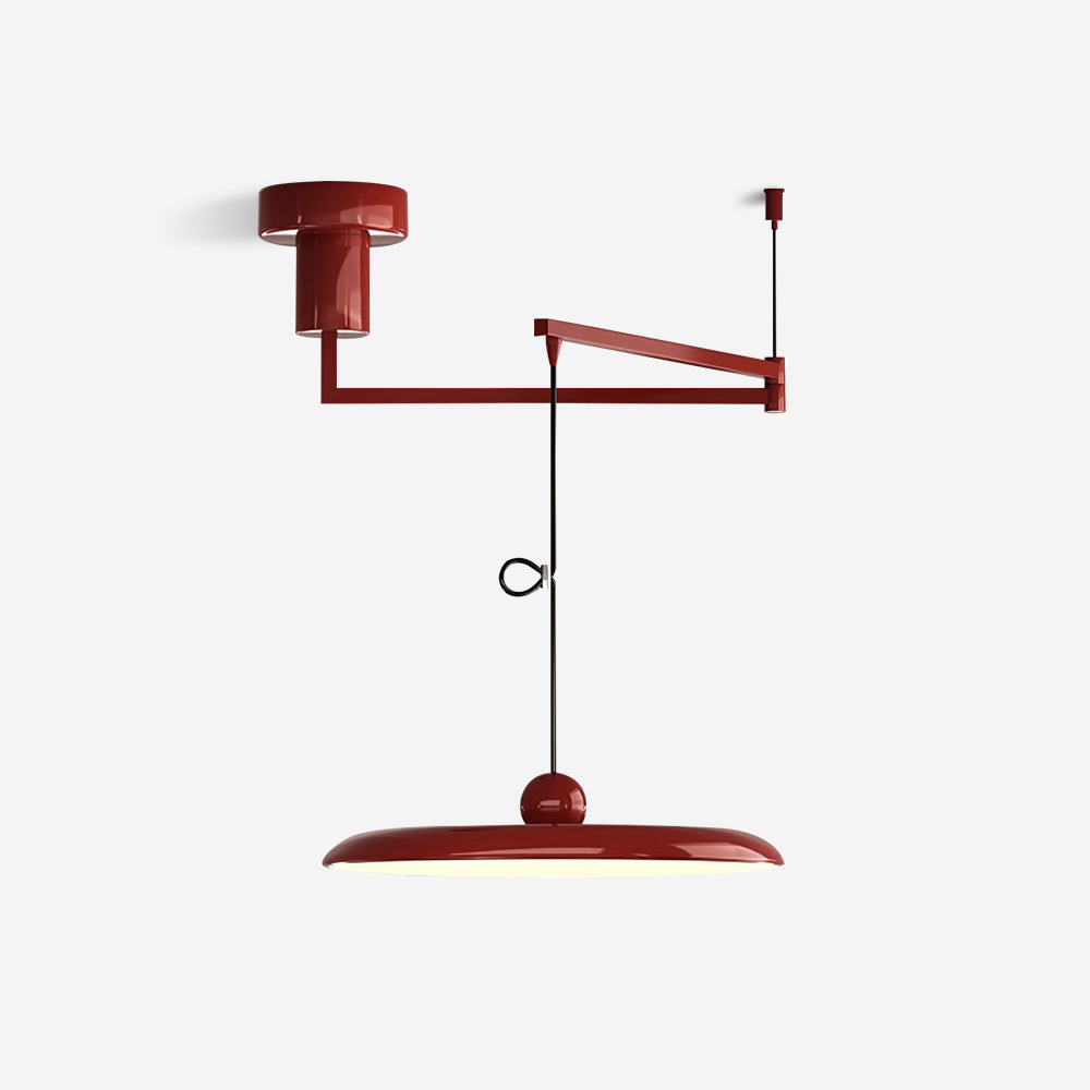 Verstelbare hanglamp met horizontale arm en ronde kap