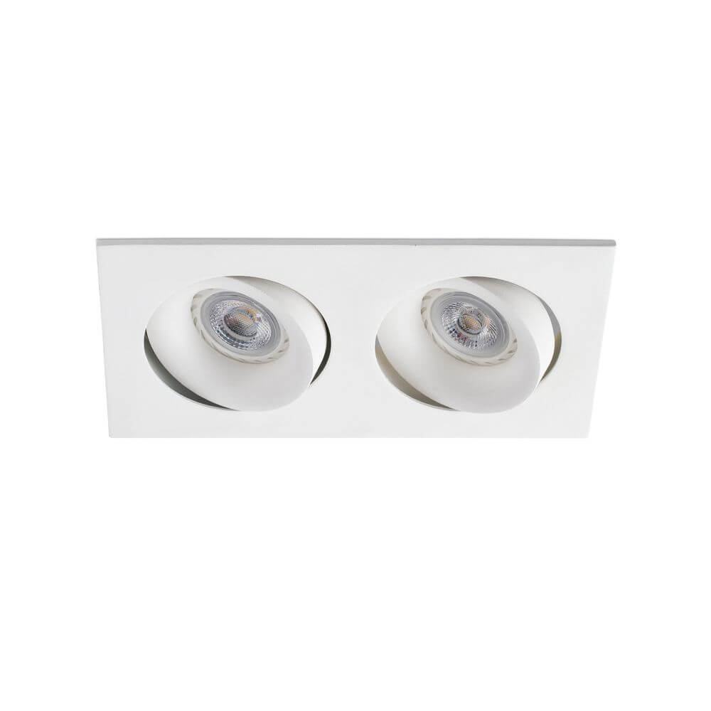 Inbouwlamp met Verstelbare Dubbele Lichtkop en Minimalistische Witte Afwerking
