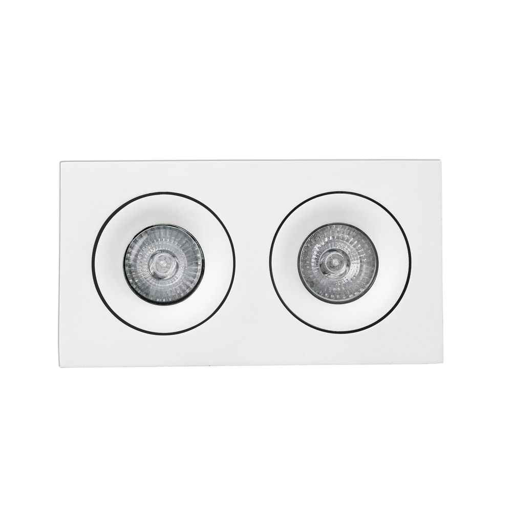 Inbouwlamp met Verstelbare Dubbele Lichtkop en Minimalistische Witte Afwerking