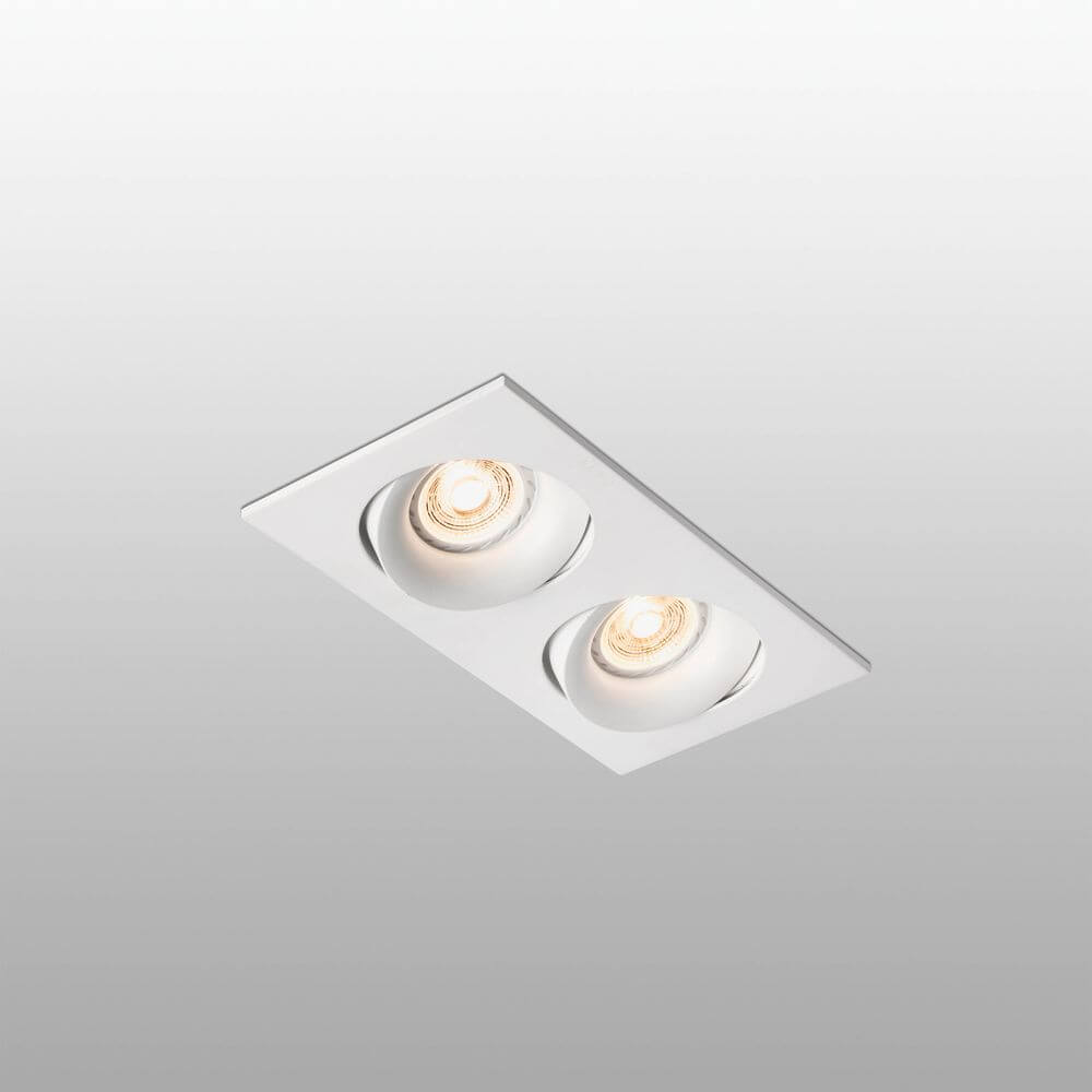 Inbouwlamp met Verstelbare Dubbele Lichtkop en Minimalistische Witte Afwerking