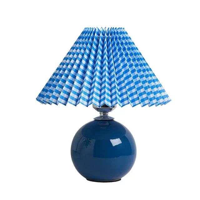 Vintage Tafellamp met Geplooide Stoffen Lampenkap