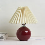 Vintage Tafellamp met Geplooide Stoffen Lampenkap