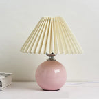 Vintage Tafellamp met Geplooide Stoffen Lampenkap
