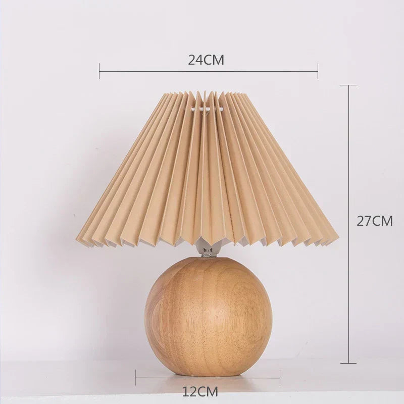 Vintage Tafellamp met Geplooide Stoffen Lampenkap