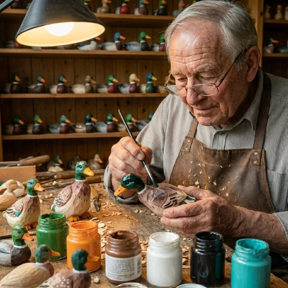 Handgesneden Houten Eend met Karaktervolle Vormgeving