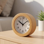 Houten Wekker met Stil Quartz‑Uurwerk voor Rustige Slaapruimtes