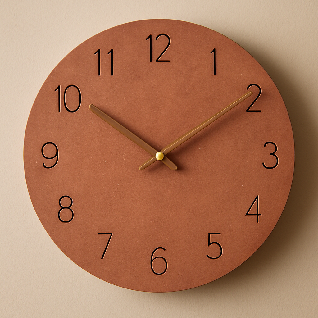 Houten Wandklok met Stil Mechanisme en Minimalistische Vormgeving