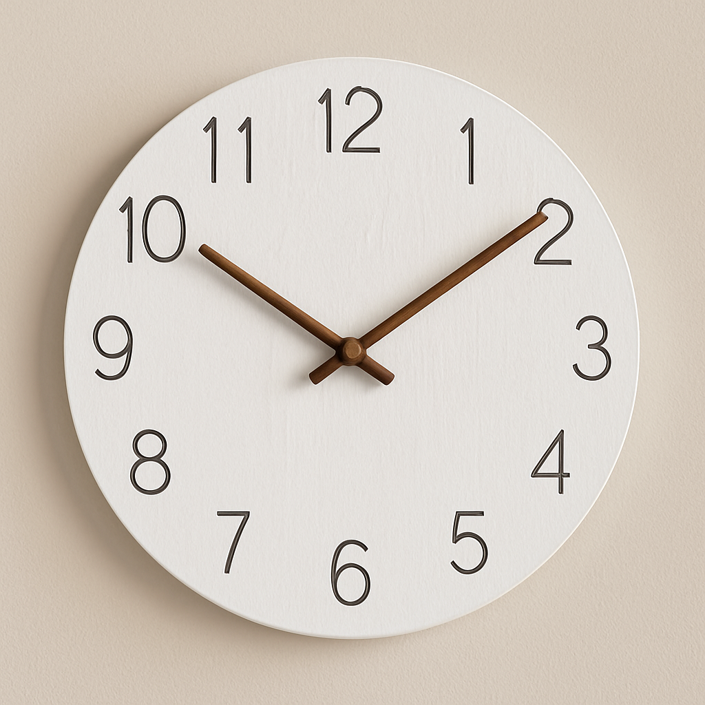 Houten Wandklok met Stil Mechanisme en Minimalistische Vormgeving