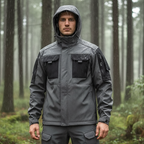 Outdoorjas voor Heren met Capuchon en Praktische Ritszakken