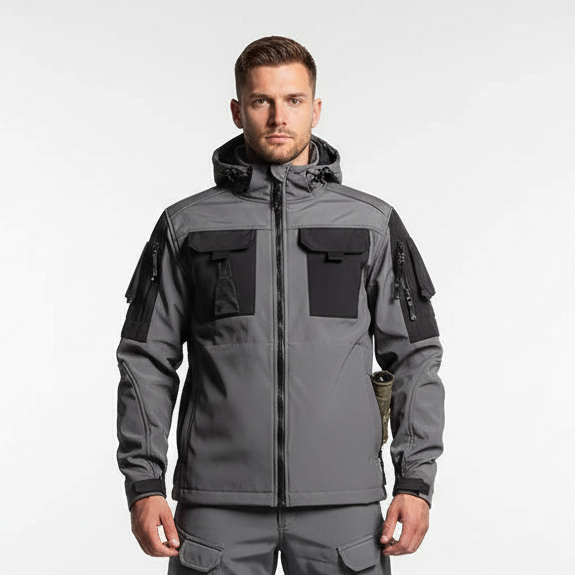 Outdoorjas voor Heren met Capuchon en Praktische Ritszakken