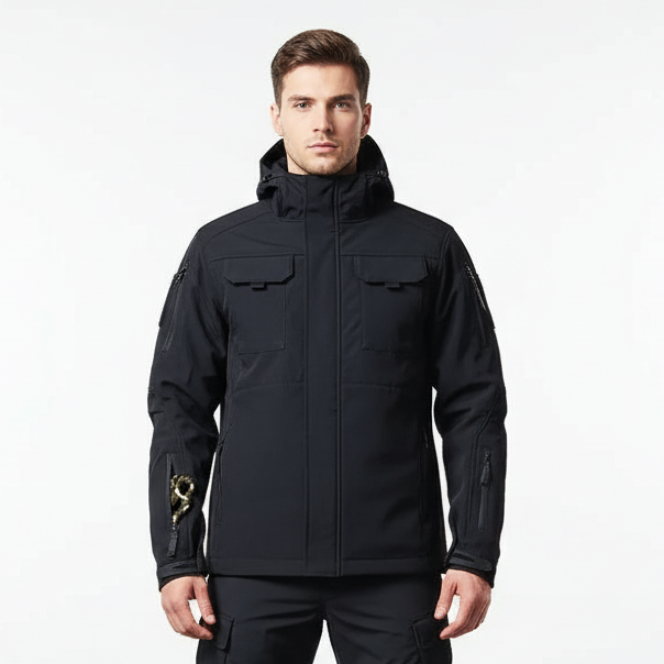 Outdoorjas voor Heren met Capuchon en Praktische Ritszakken