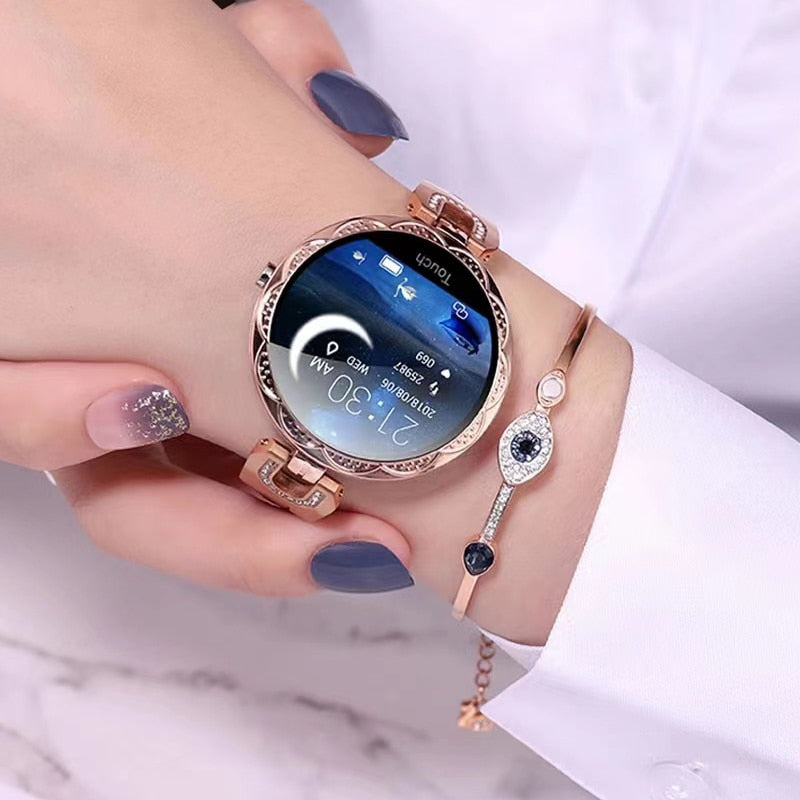 Waterdichte Dames‑Smartwatch met Gezondheidsfuncties en Lange Batterijduur