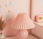Vintage Tafellamp met Geplooide Stoffen Lampenkap