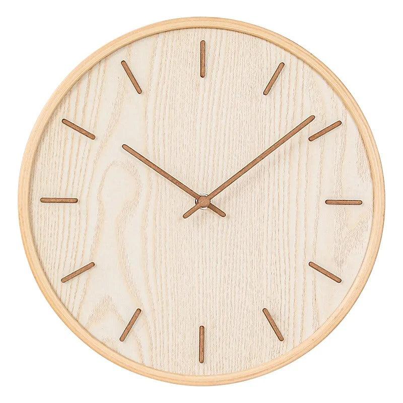 Houten Wandklok met Minimalistische Vorm en Stil Mechanisme