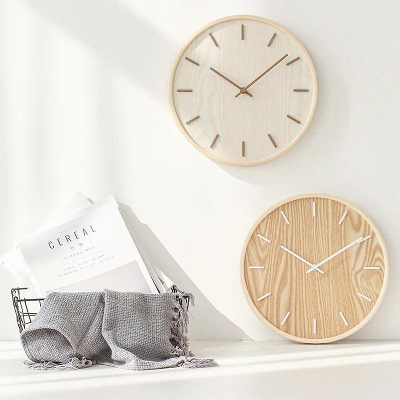 Houten Wandklok met Minimalistische Vorm en Stil Mechanisme