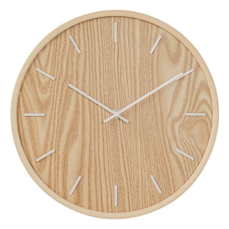 Houten Wandklok met Minimalistische Vorm en Stil Mechanisme