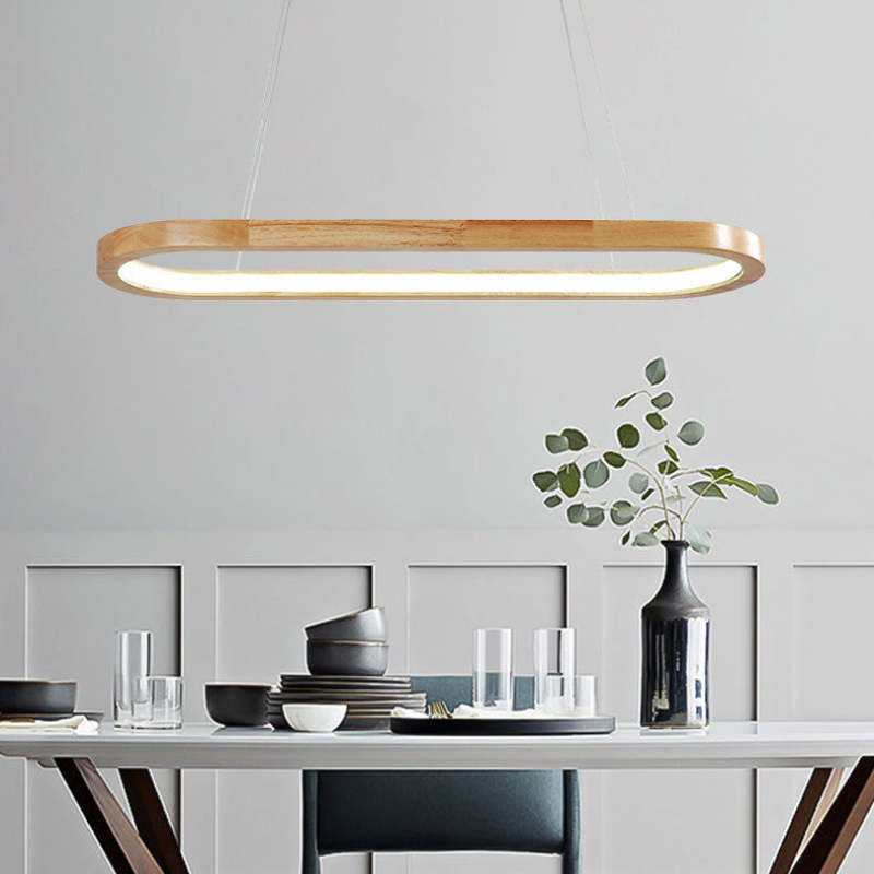 Ovale Houten Hanglamp Met Acrylkap En SMD‑LED