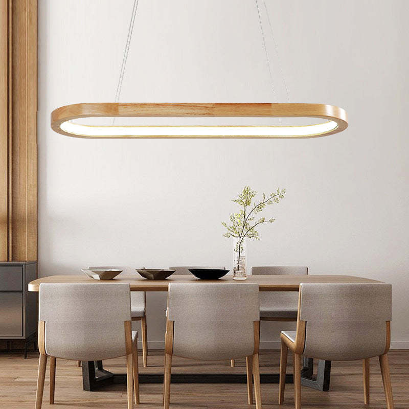 Ovale Houten Hanglamp Met Acrylkap En SMD‑LED