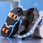 Rolschaats Sneakers Met LED Verlichting En Decoratieve Vleugels