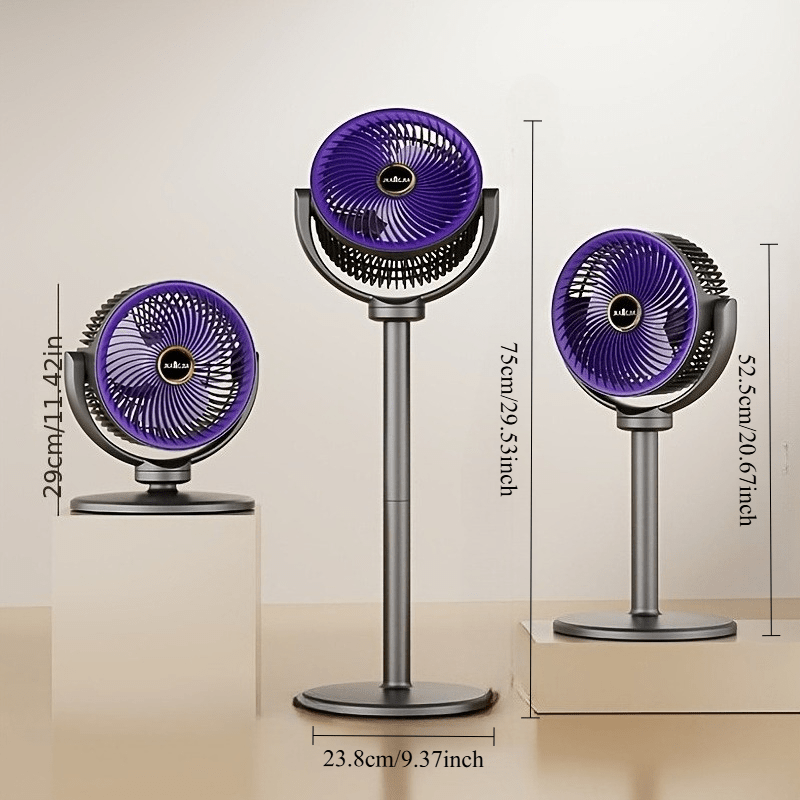Draadloze Staande Ventilator met Verstelbare Hoogte en 5 Snelheden