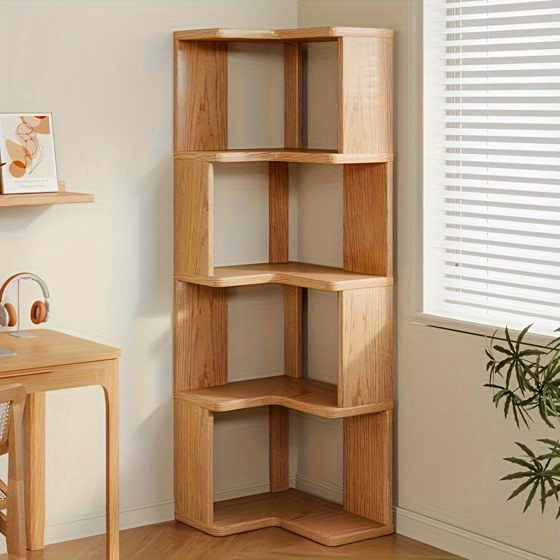 Massiefhouten Hoekkast met Schuine Planken en Compact Ontwerp