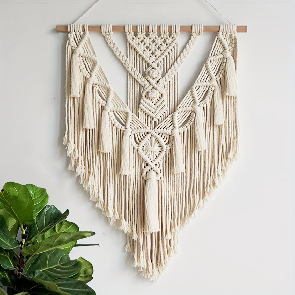 Macramé Wandhanger met Handgeknoopte Structuur
